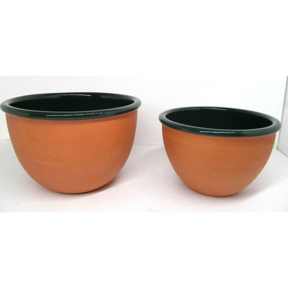 Over And Back Nesting Mixing Bowls Portugal Green & Clay Bundle of 2